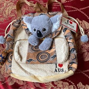 NWT Australia backpack with koala and drawstring closure